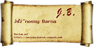 Jánossy Barna névjegykártya